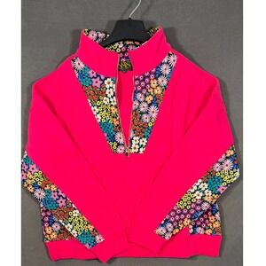 Pink Floral Quarter Zip Pullover‎ Women's Small SSYS Athleisure Golf Tennis NWOT
